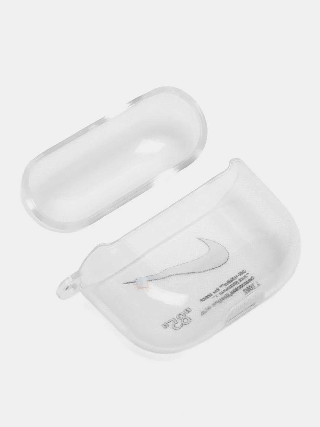 Серый меланж чехол для наушников Apple AirPods 3 силиконовый прозрачный принт Nike / Найк