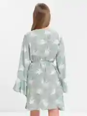 Коралловый платье женское, шелковое, выше колен, с длинными рукавами, с рисунком, с узором