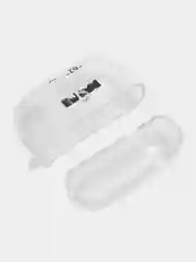 Фиолетовый чехол для Apple AirPods Pro 2 силиконовый прозрачный с принтом Nike, Nasa (Найк, Наса))