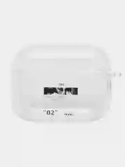 Фиолетовый чехол для Apple AirPods Pro 2 силиконовый прозрачный с принтом Nike, Nasa (Найк, Наса))