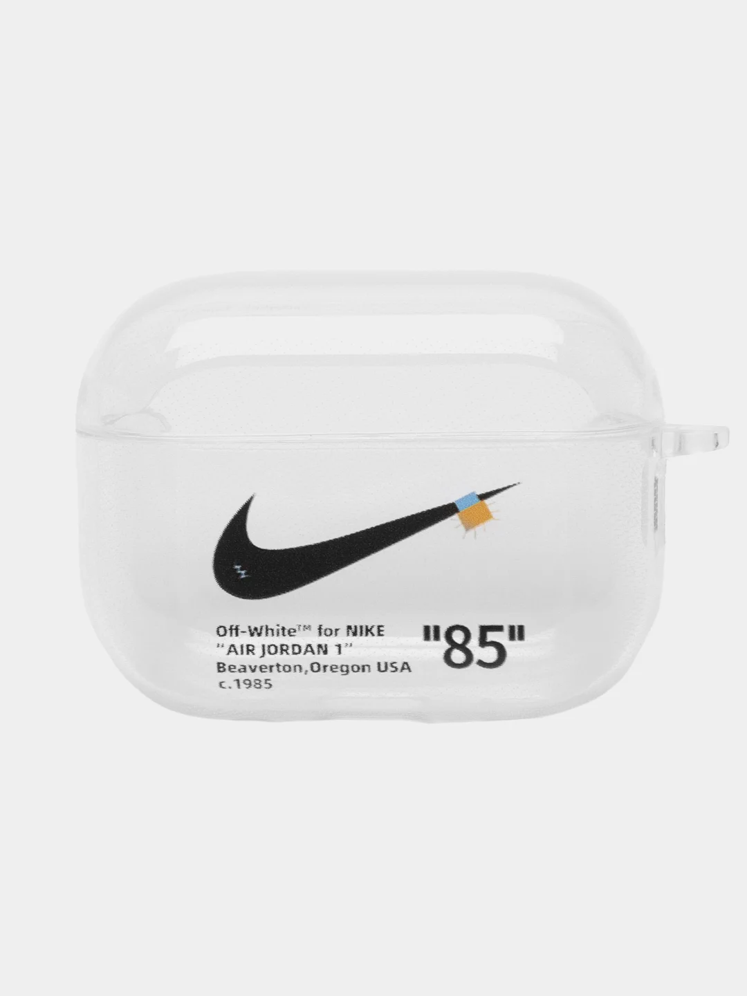 Оранжевый чехол для Apple AirPods Pro 2 силиконовый прозрачный с принтом Nike, Nasa (Найк, Наса))