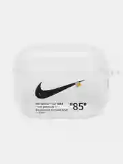 Оранжевый чехол для Apple AirPods Pro 2 силиконовый прозрачный с принтом Nike, Nasa (Найк, Наса))
