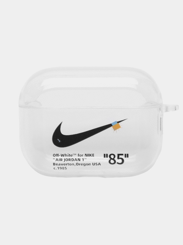 Чехол для Apple AirPods Pro 2 силиконовый прозрачный с принтом Nike, Nasa (Найк, Наса))