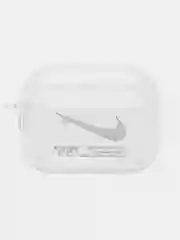 Красный чехол для Apple AirPods Pro 2 силиконовый прозрачный с принтом Nike, Nasa (Найк, Наса))