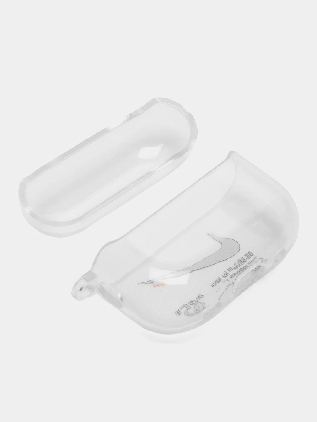 Красный чехол для Apple AirPods Pro 2 силиконовый прозрачный с принтом Nike, Nasa (Найк, Наса))