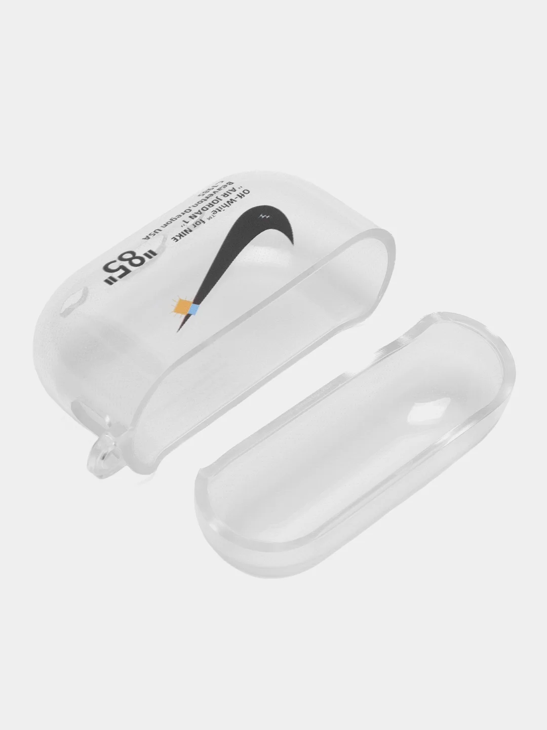 Красный чехол для Apple AirPods Pro 2 силиконовый прозрачный с принтом Nike, Nasa (Найк, Наса))