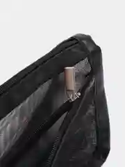 Черный двухслойный сетчатый пенал косметичка
