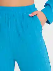 Синий костюм женский, брючный, оверсайз