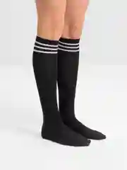 Черный гольфы женские, в полоску, хлопковые, черные