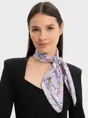 Лавандовый платок женский с принтом 70 х 70