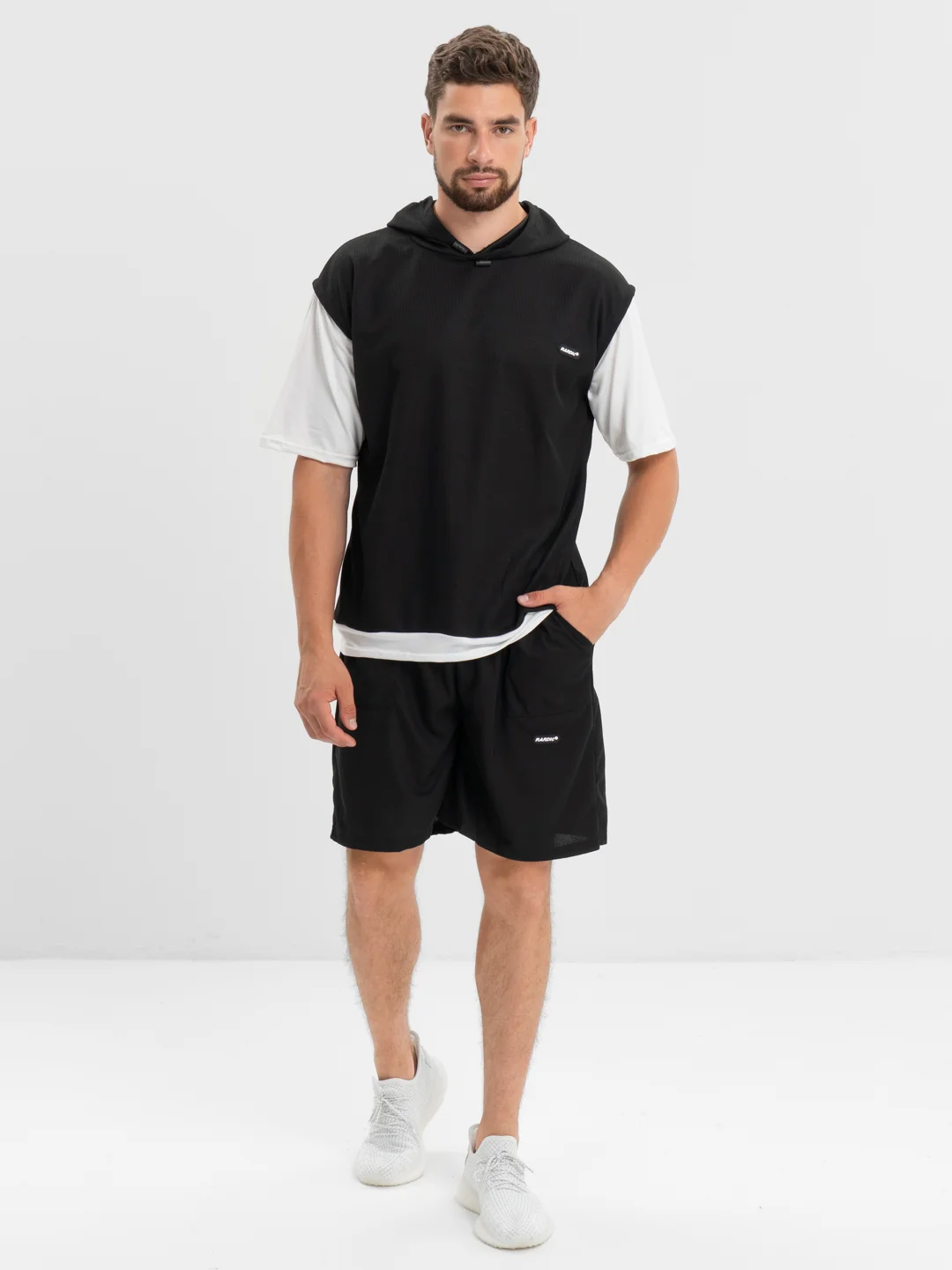 Серый костюм: шорты, футболка, oversize