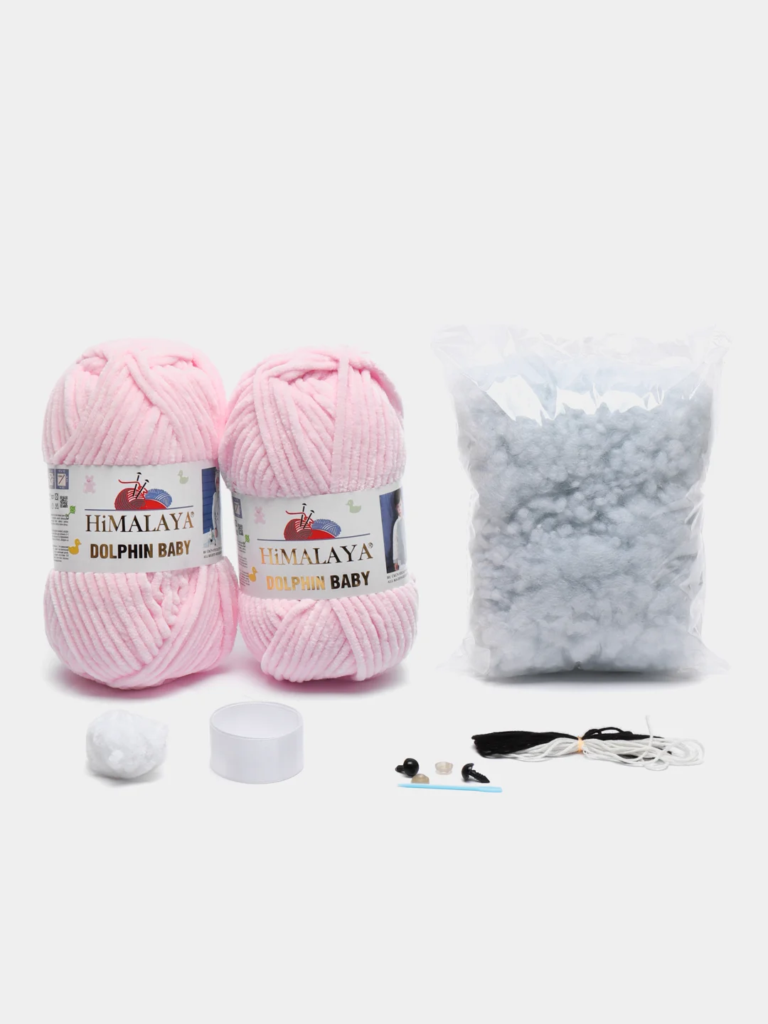 Розовый набор для вязания мягкой игрушки амигуруми "Зайка", 35 см
