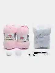 Розовый набор для вязания мягкой игрушки амигуруми "Зайка", 35 см