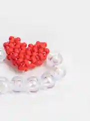 Красный кольцо из бисера "Сердце"