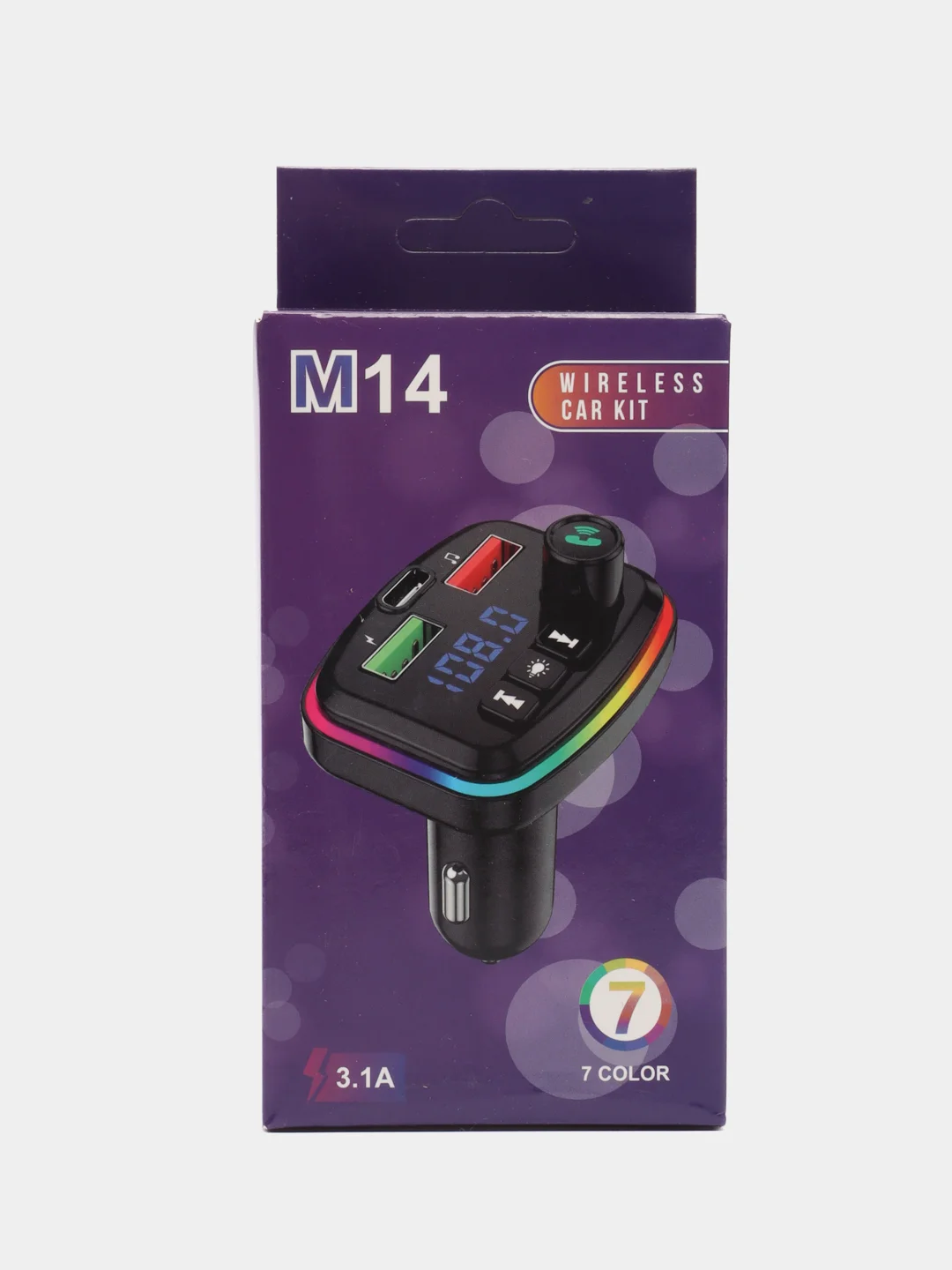 Черный mp3 FM Bluetooth модулятор трансмиттер, Автомобильное зарядное устройство с подсветкой