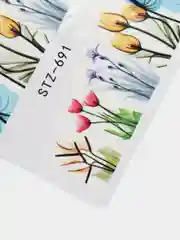 Оливковый наклейки для ногтей, слайдеры с цветами, 34 вида, 3 штуки