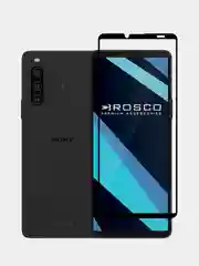 Прозрачный стекло 1-2 шт для Sony Xperia 10 V защитное ROSCO с олеофобным покрытием и черной рамкой