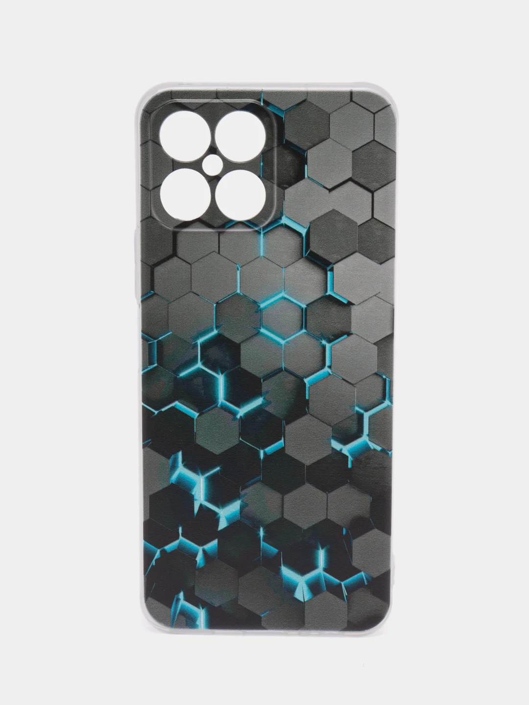 Бирюзовый силиконовый чехол на Honor X8 / Хонор Х8 прозрачный, с рисунком, защита камеры