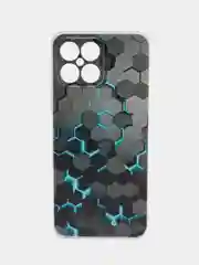 Бирюзовый силиконовый чехол на Honor X8 / Хонор Х8 прозрачный, с рисунком, защита камеры