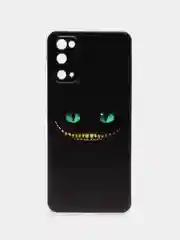 Черный силиконовый чехол на Samsung Galaxy S20 / Самсунг S20 прозрачный с рисунком, защита камеры