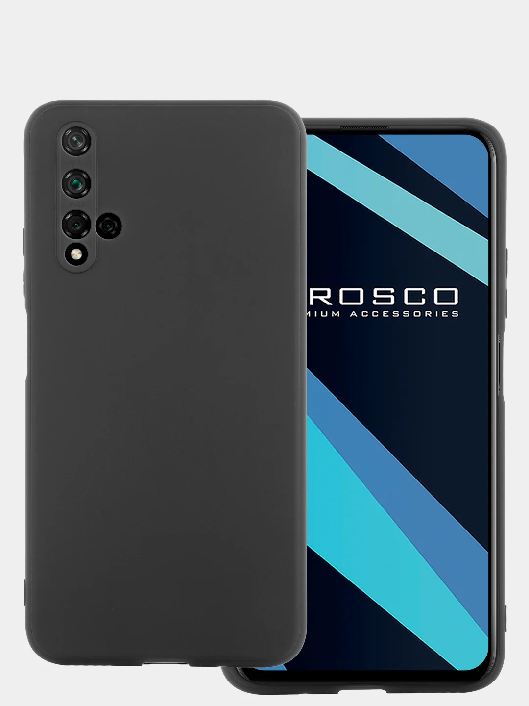 Черный чехол для Honor 20, Huawei Nova 5T силиконовый ROSCO матовый тонкий, бортик вокруг камер
