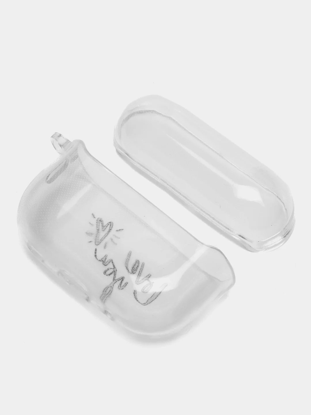 Белый чехол для Apple AirPods Pro 2 силиконовый прозрачный с принтом Nike, Nasa (Найк, Наса))