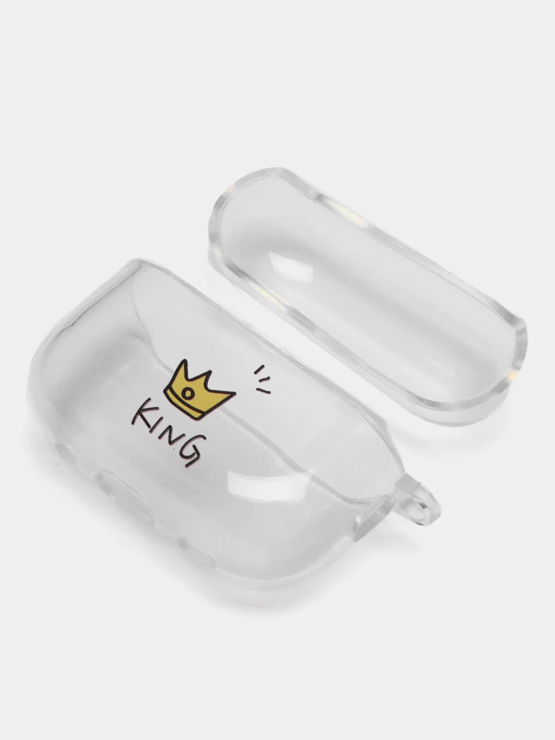 Золотой чехол для Apple AirPods Pro 2 силиконовый прозрачный с принтом Nike, Nasa (Найк, Наса))