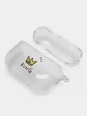 Золотой чехол для Apple AirPods Pro 2 силиконовый прозрачный с принтом Nike, Nasa (Найк, Наса))