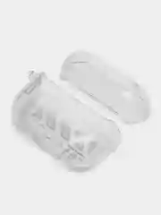 Серебряный чехол для Apple AirPods Pro 2 силиконовый прозрачный с принтом Nike, Nasa (Найк, Наса))