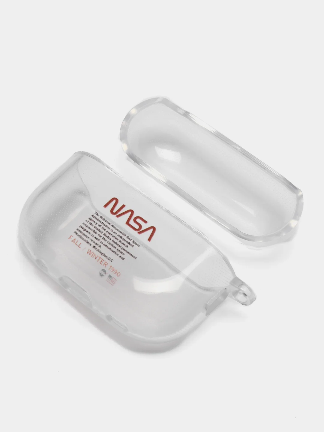 Красный чехол для Apple AirPods Pro 2 силиконовый прозрачный с принтом Nike, Nasa (Найк, Наса))