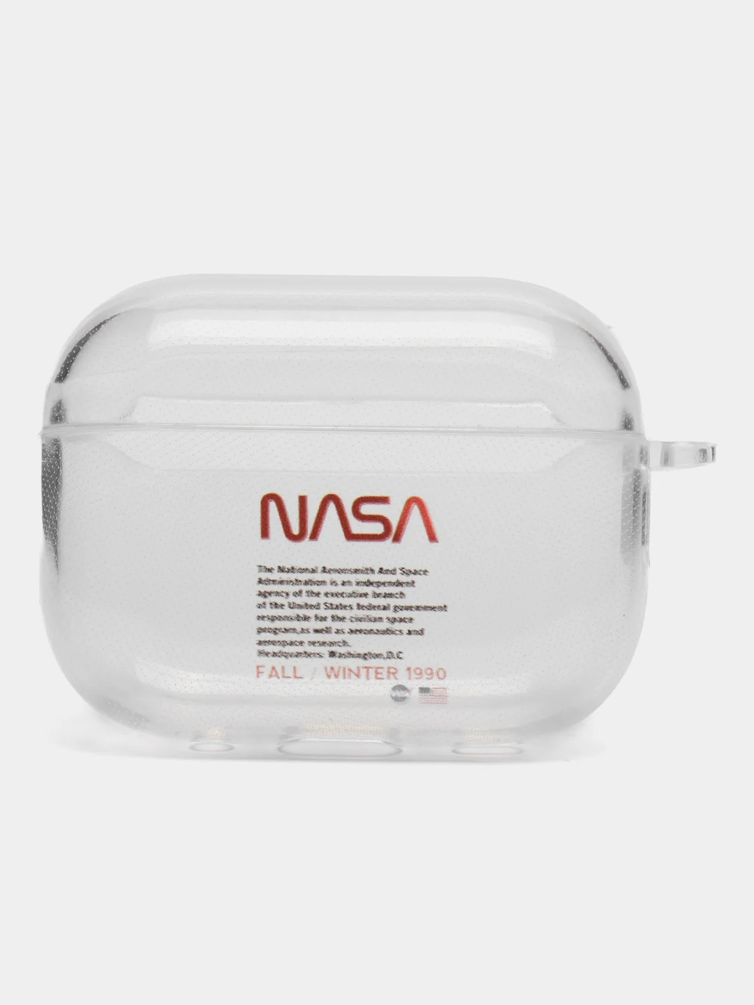 Красный чехол для Apple AirPods Pro 2 силиконовый прозрачный с принтом Nike, Nasa (Найк, Наса))