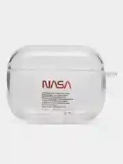 Красный чехол для Apple AirPods Pro 2 силиконовый прозрачный с принтом Nike, Nasa (Найк, Наса))
