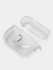 Розовый чехол для Apple AirPods Pro 2 силиконовый прозрачный с принтом Nike, Nasa (Найк, Наса))