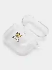 Золотой чехол для наушников Apple AirPods 3 силиконовый прозрачный принт Nike / Найк