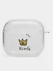 Золотой чехол для наушников Apple AirPods 3 силиконовый прозрачный принт Nike / Найк