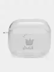 Золотой чехол для наушников Apple AirPods 3 силиконовый прозрачный принт Nike / Найк