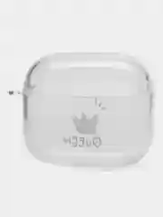 Горчичный чехол для наушников Apple AirPods 3 силиконовый прозрачный принт Nike / Найк