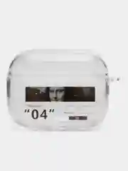 Серый чехол для Apple AirPods Pro 2 силиконовый прозрачный с принтом Nike, Nasa (Найк, Наса))