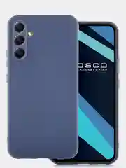 Синий чехол для Samsung Galaxy A34 силиконовый ROSCO матовый тонкий c бортиком- защитой камер