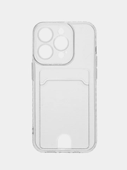Чехол для iPhone 14, 14 Pro, 14 Plus, 14 Pro Max, прозрачный, с карманом для карты