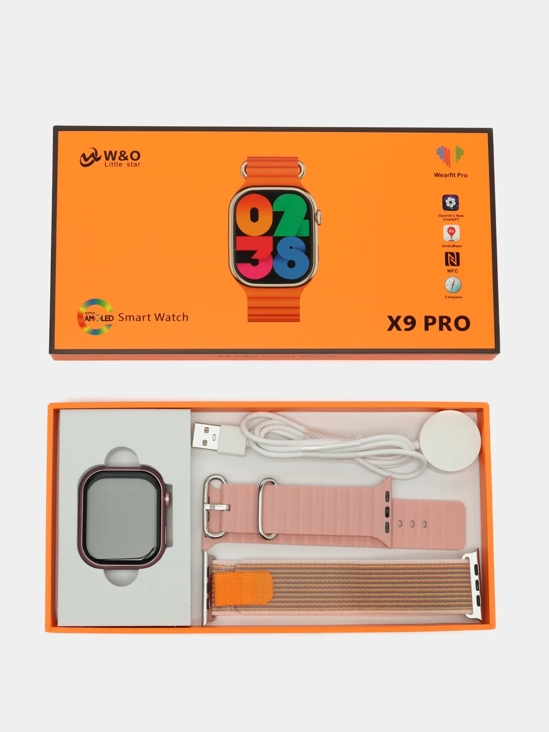 Розовый смарт часы Smart Watch X9 PRO, Amoled экран