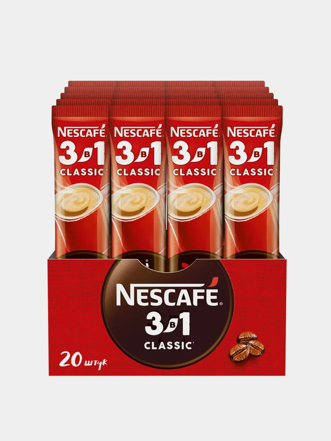 Кофейный напиток NESCAFE Classic растворимый, 3 в 1  шоубокс 20 порций по 14,5 г