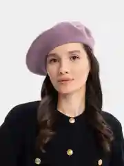 Сиреневый берет женский, всесезонный, шерстяной