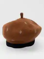 Багровый берет женский шерстяной с принтом