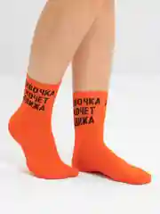 Оранжевый носки с ярким принтом