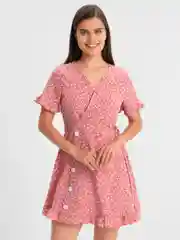 Розовый платье, летнее, женское, повседневное, на запах, оверсайз
