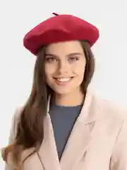 Багровый берет женский, всесезонный, шерстяной