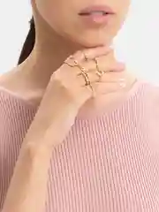 Золотой кольцо женское, набор из 8 штук