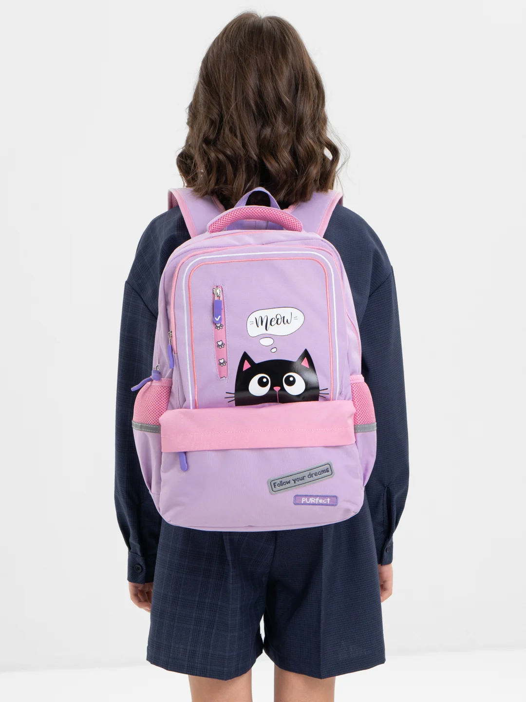 Рюкзак школьный для девочки Brauberg Star, 1 отделение, 5 карманов, Dreamy cat, 271424