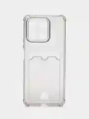 Черный чехол для Huawei Honor X8a (Хуавей Хонор Х8а) прозрачный, с карманом для карты